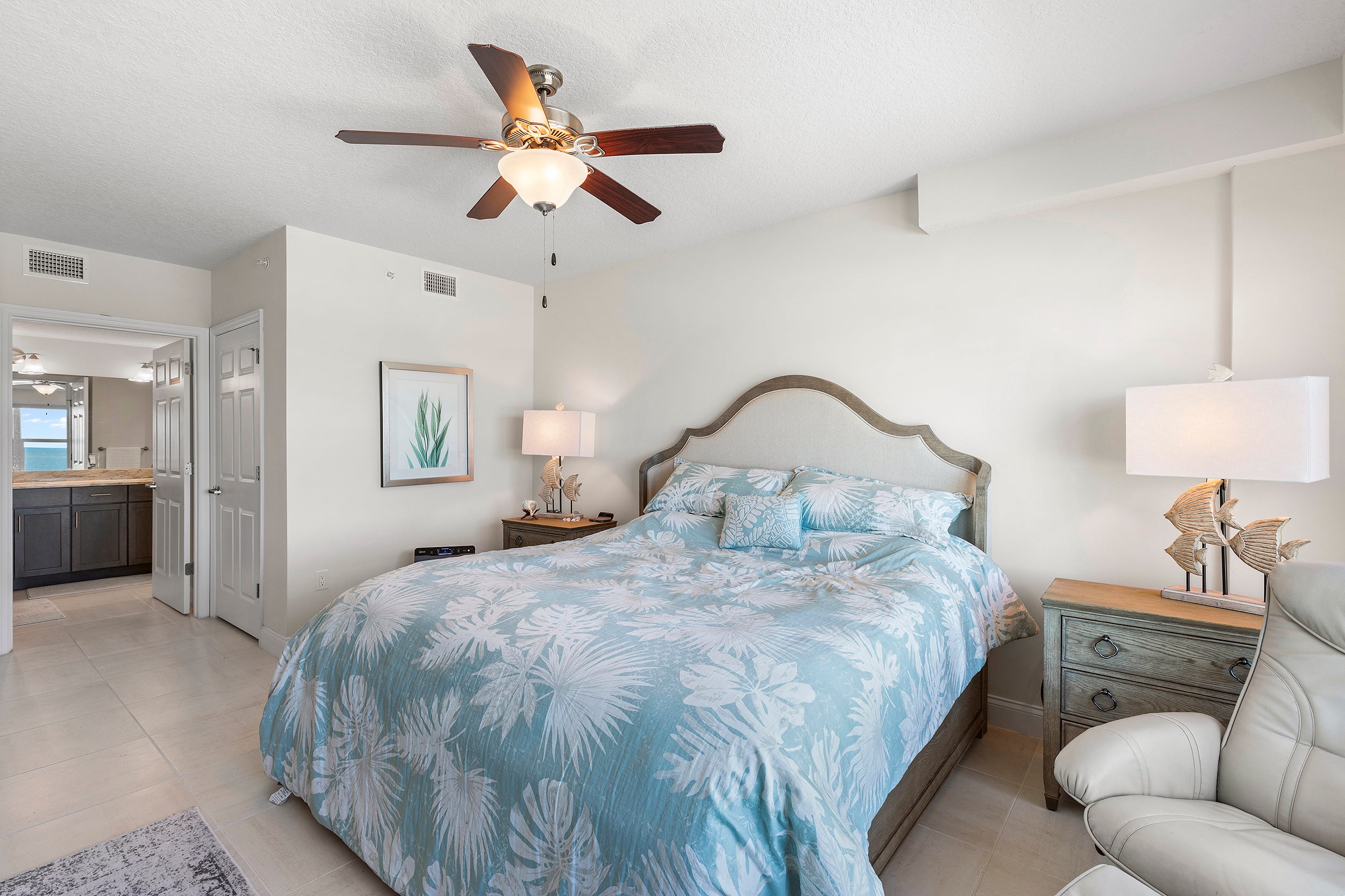 Spacious primary bedroom and bathroom